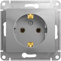 Розетка с заземлением без рамки Systeme Electric Glossa 1-м. алюминий картинка